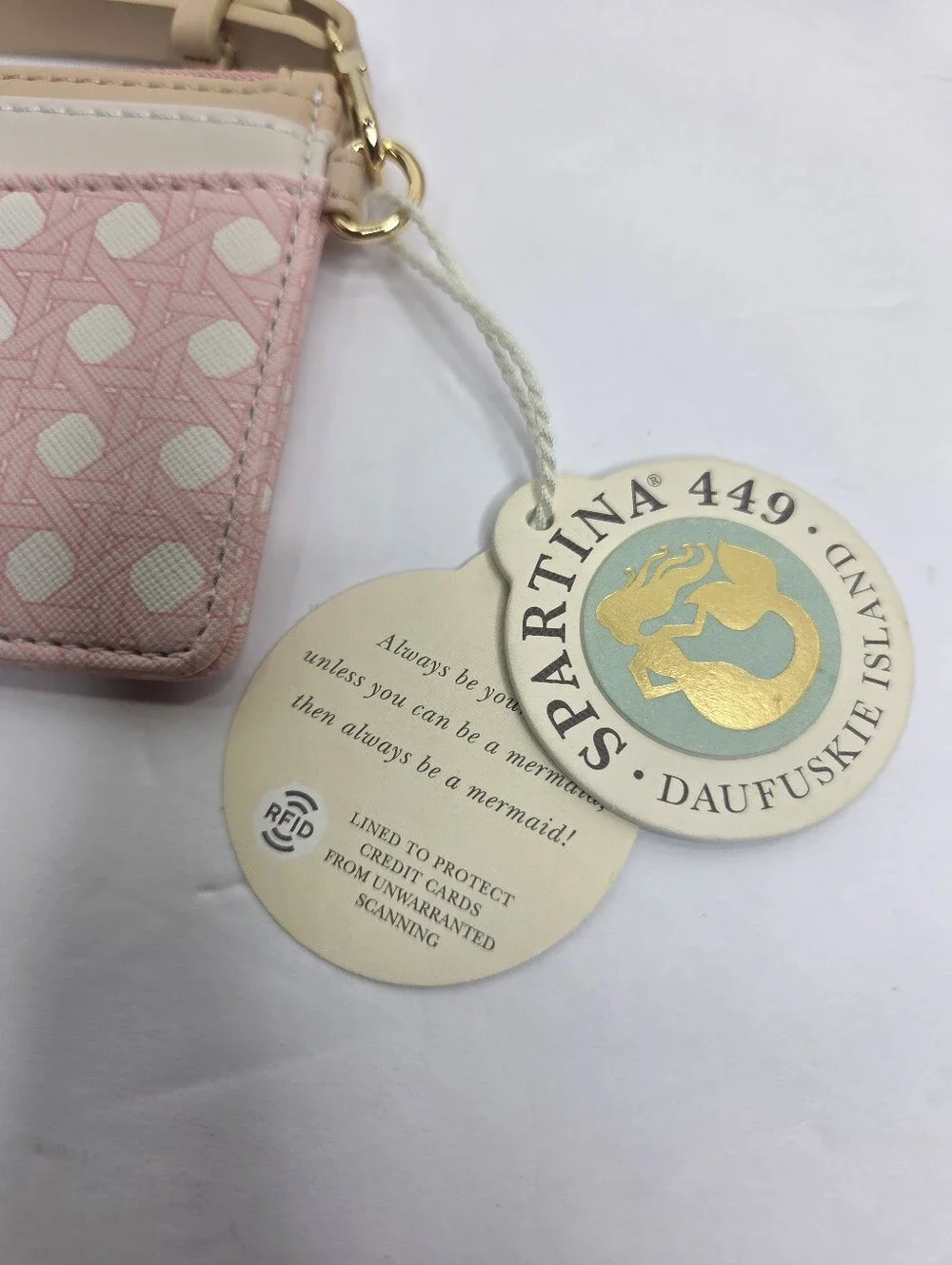 Spartina 449 Slim Card Coin Purse Pink Cane Wristlet NWT